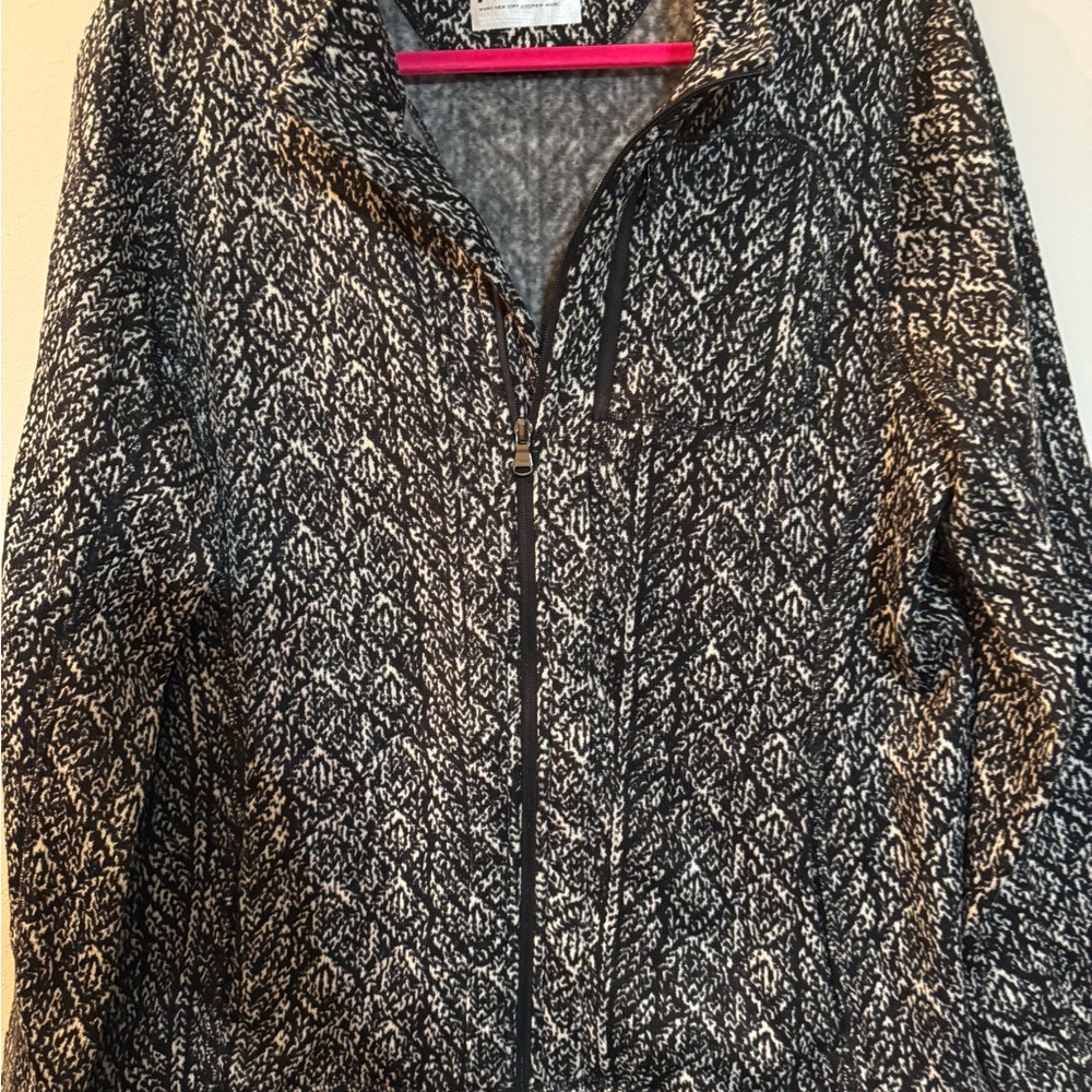 Andrew Marc Black and White Textured Teddy Jacket